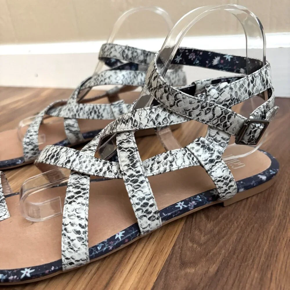Cabi Leather Athena Snakeskin Gladiator Sandals